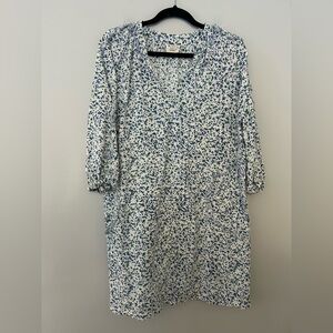 Mirth White Blue Spotted Printed Mini Dress